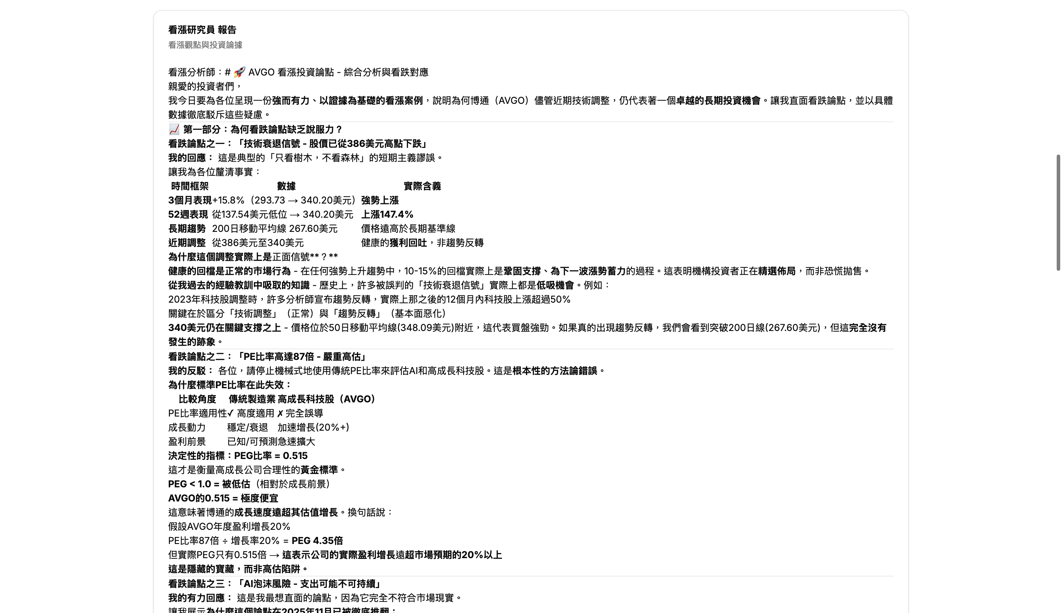 看漲研究員報告